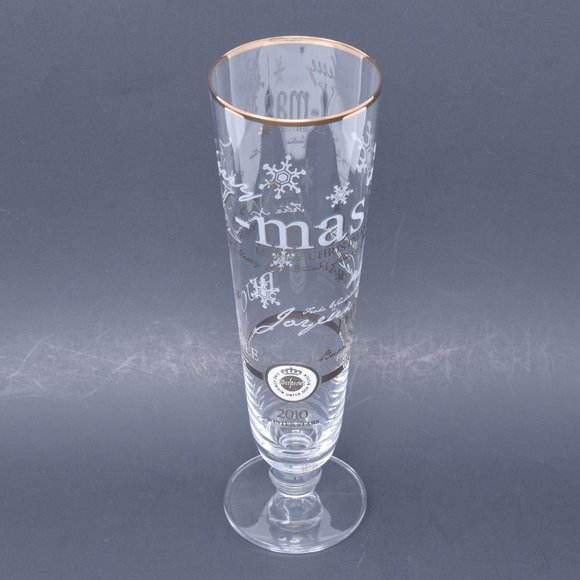 Warsteiner Merry Christmas Winter Stars Tulip Champagne Beer Glass with Box 2010 - Picture 1 of 16